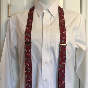 Pelican Red Paisley Print Polyester Suspenders
